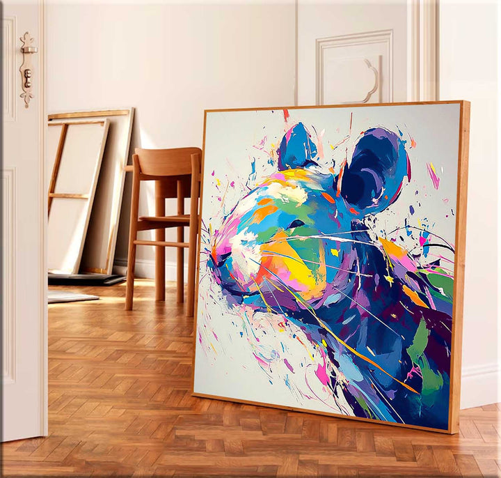 Wall Art Animal Hand Painted Colorful Dopamine