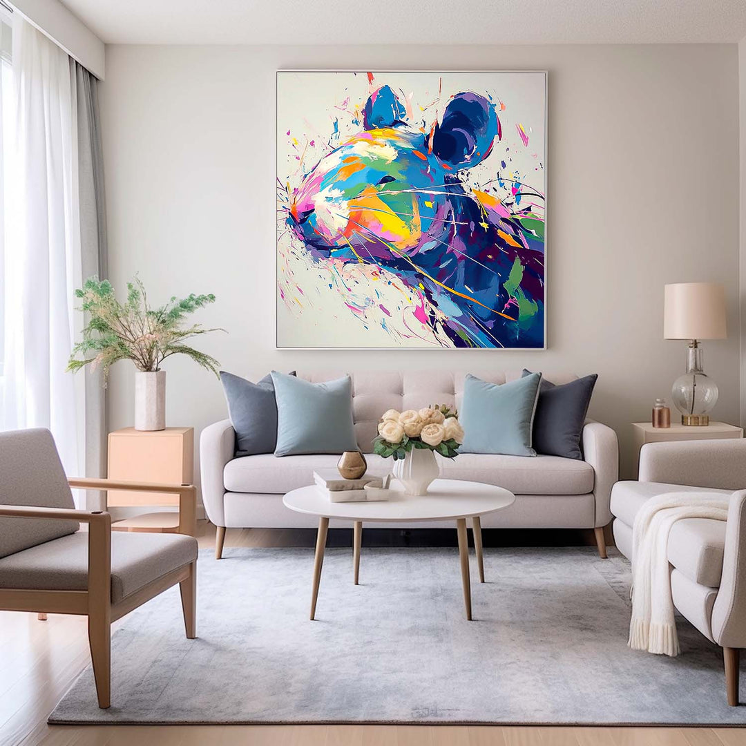 Wall Art Animal Hand Painted Colorful Dopamine