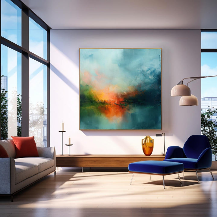 Wall Art Abstract Soft Tone Lake Landscape Modern