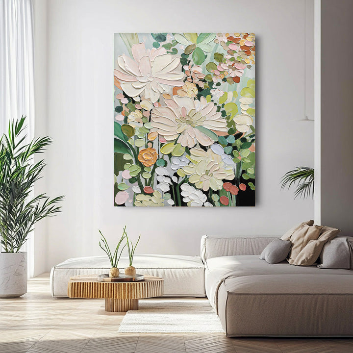 Wall Art Cream Style Impasto Flower Cluster