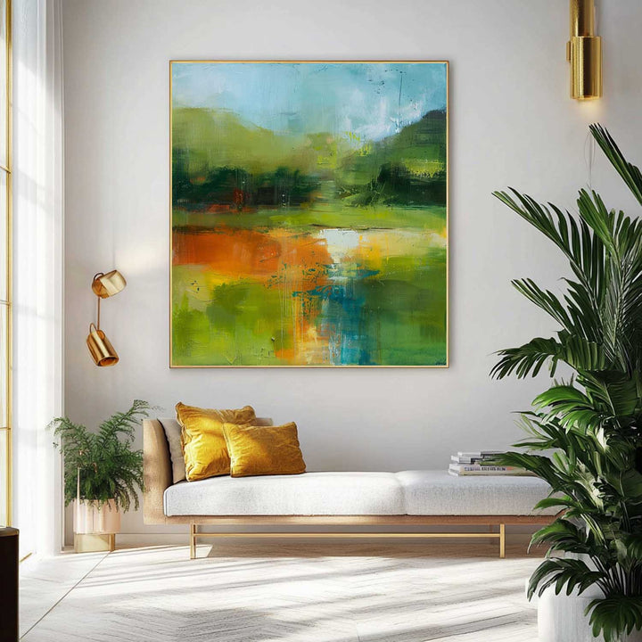 Wall Art Abstract River Landscape Impasto Modern
