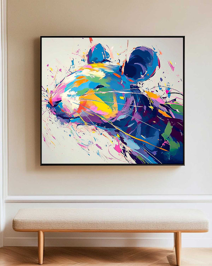 Wall Art Animal Hand Painted Colorful Dopamine