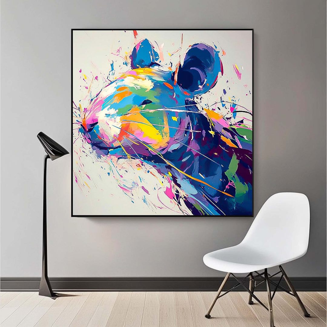 Wall Art Animal Hand Painted Colorful Dopamine