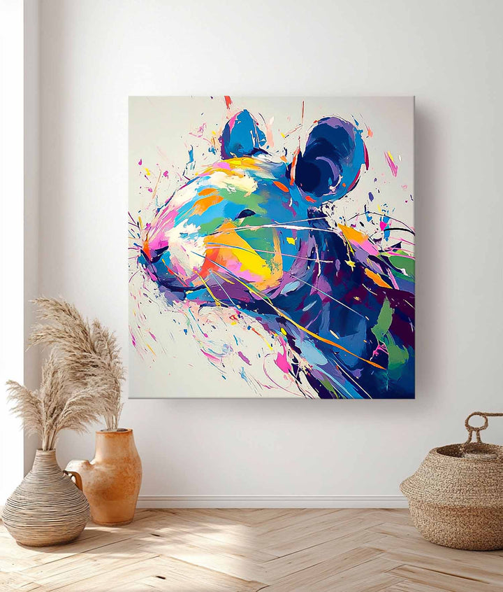 Wall Art Animal Hand Painted Colorful Dopamine