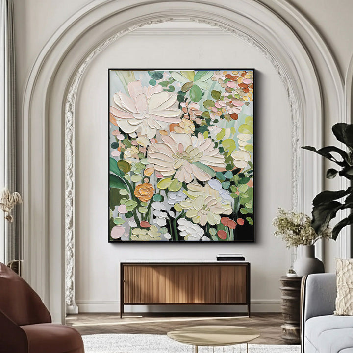 Wall Art Cream Style Impasto Flower Cluster