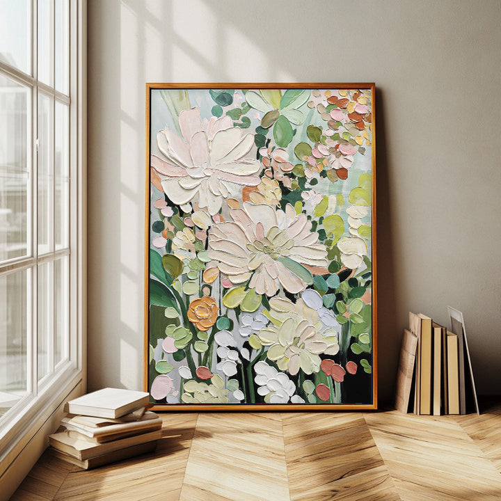 Wall Art Cream Style Impasto Flower Cluster