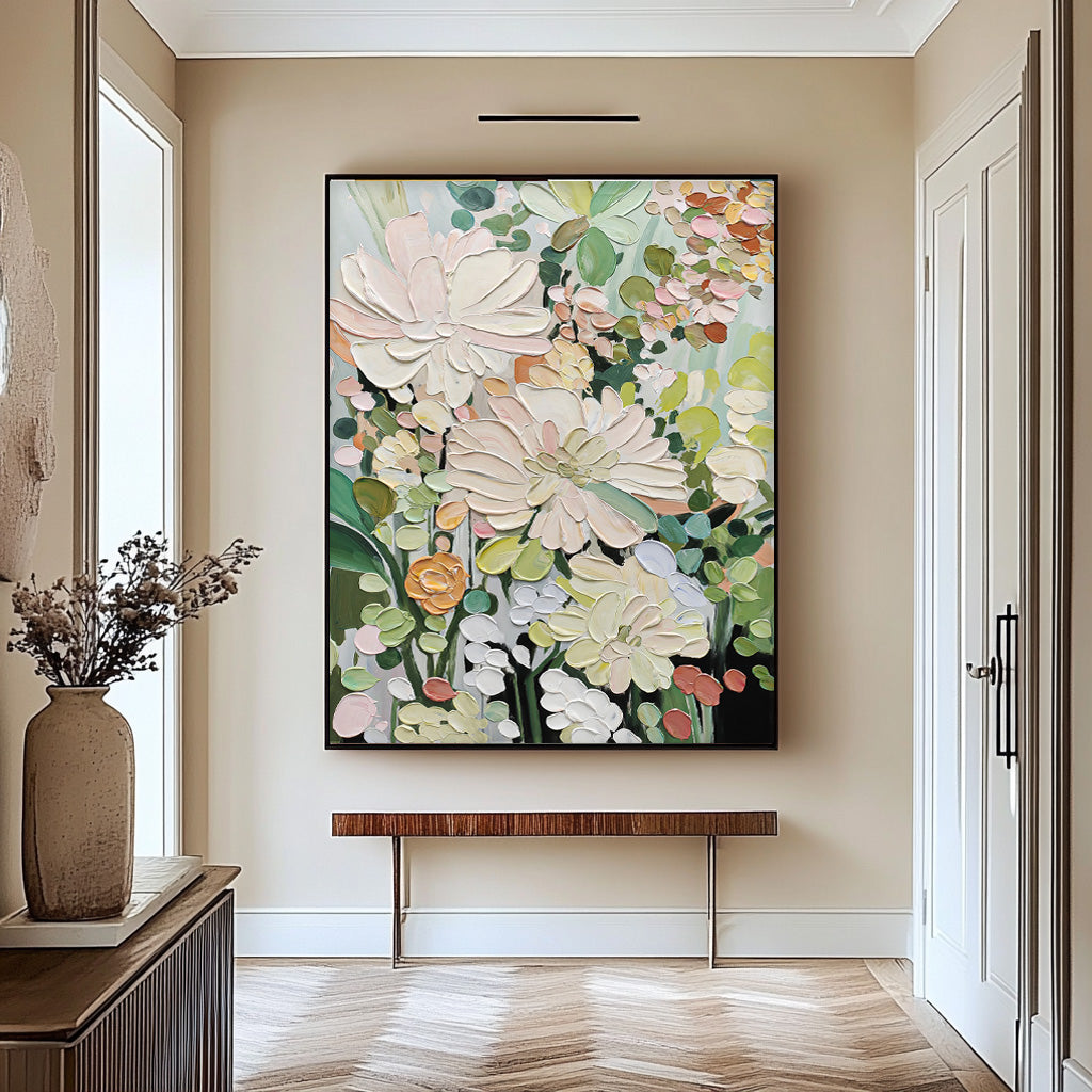 Wall Art Cream Style Impasto Flower Cluster