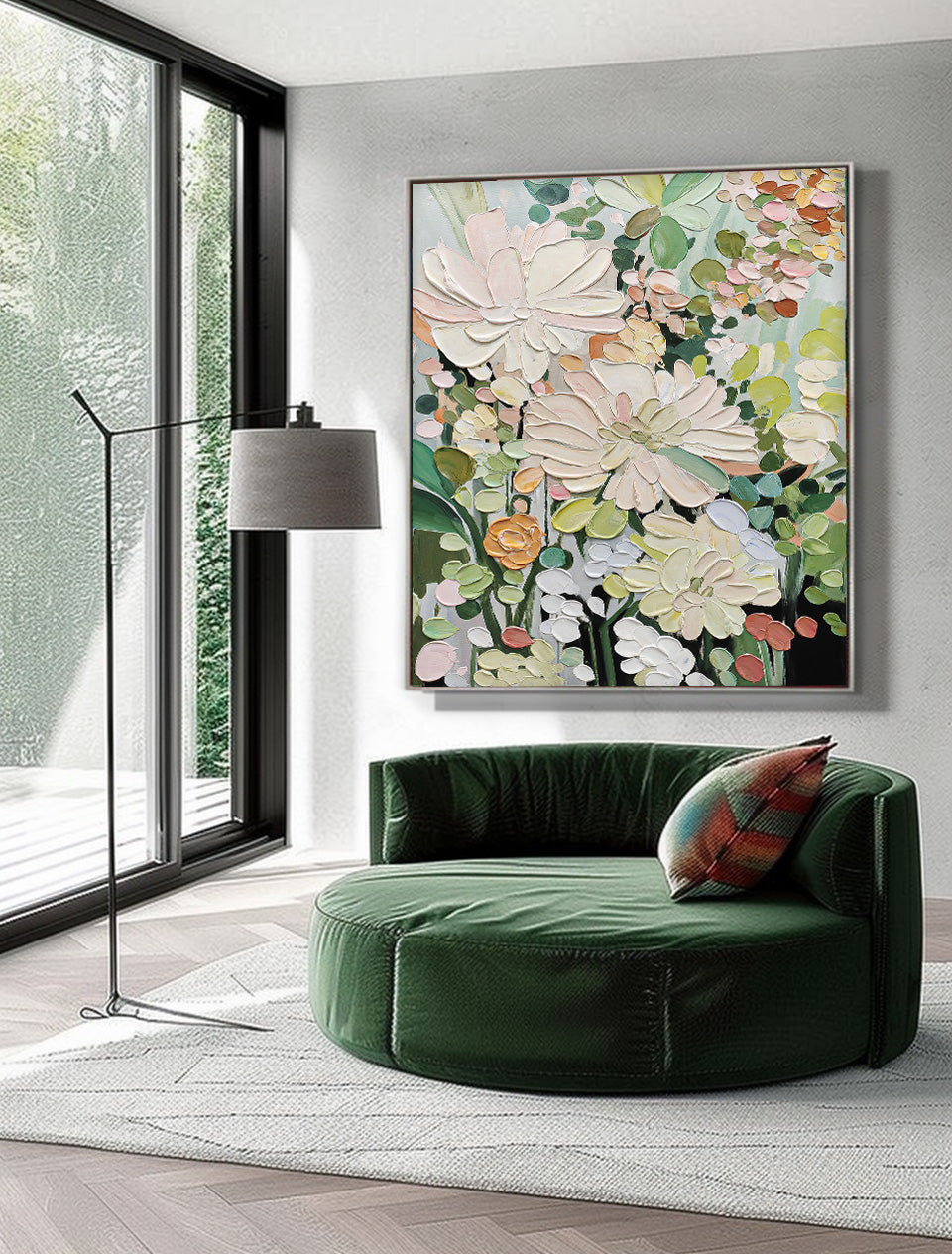 Wall Art Cream Style Impasto Flower Cluster