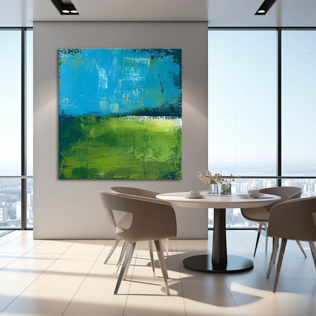 Wall Art Abstract Fresh Impasto Blue Green Color